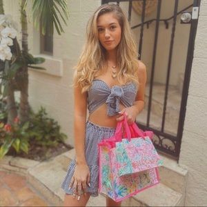 Etiquette Wrap Top Striped Dress